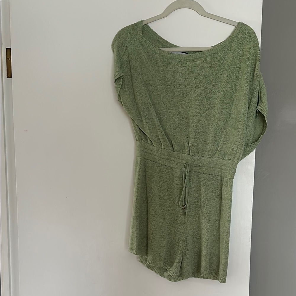 Green Knit Romper/Swimsuit Cover Up